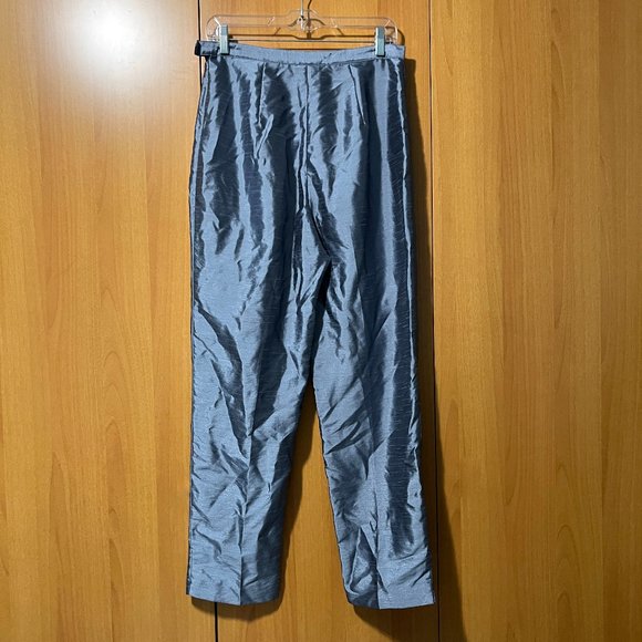 Satin Grey Blue Trousers - Picture 2 of 5